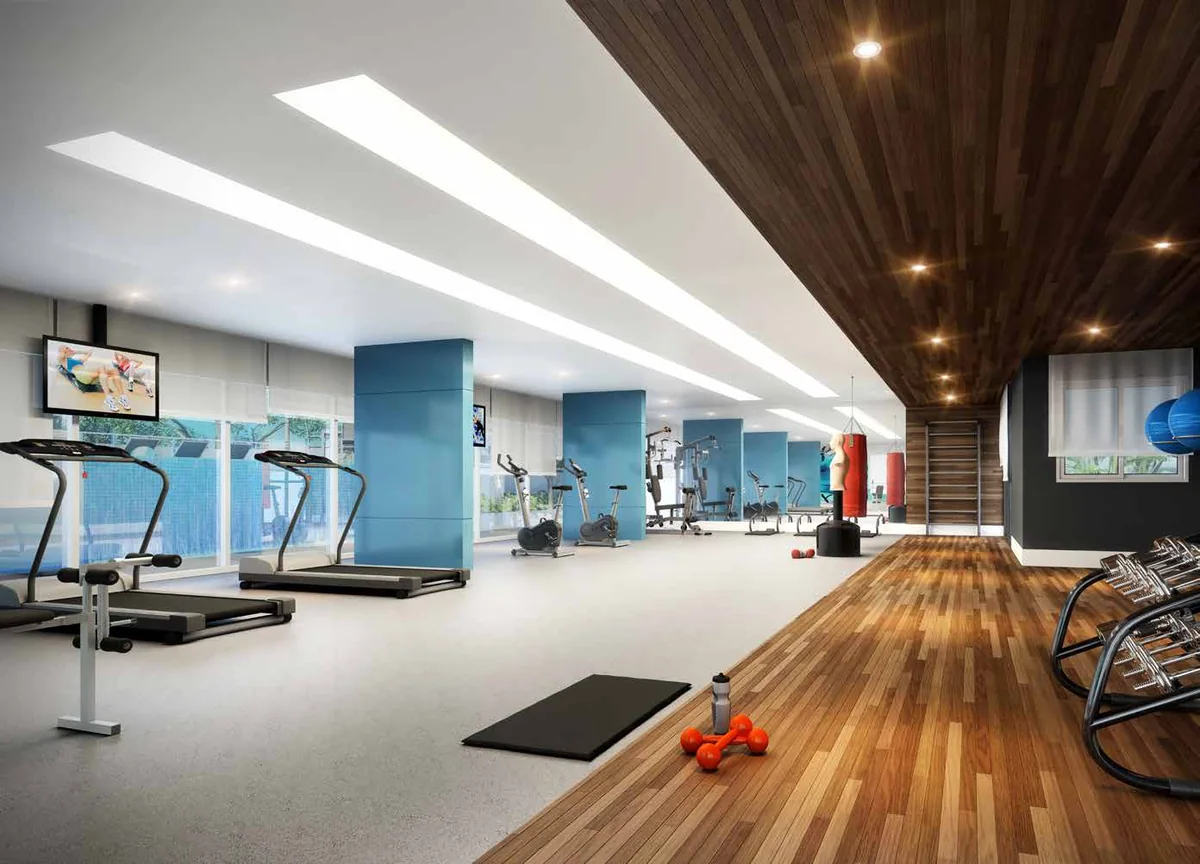 Fitness center do Le Quartier — perspectiva artística